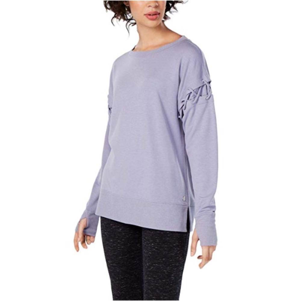 Ideology Womens Criss-Cross Crewneck Sweatshirt